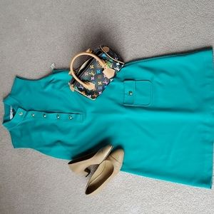 Trina Turk 5 button a line sleeveless dress